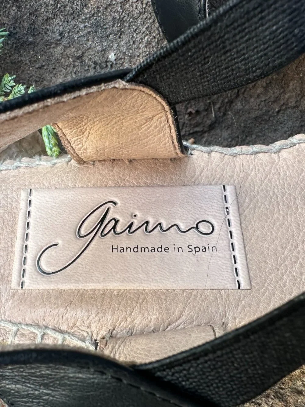 Gaimo Spain Black Leather Espadrille Slingback Flats 36